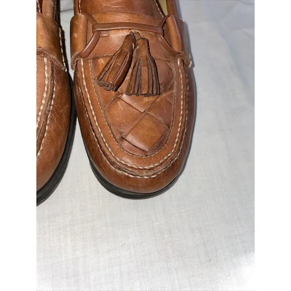 French Shriners Casual Loafers Mens Size 11 Medium Brown Leather Tassels Comfort