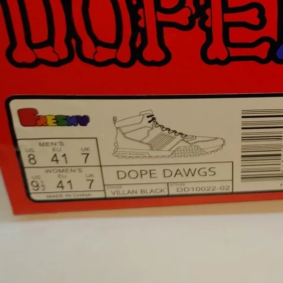 Freshy Dope Dawgs Fashion Mens NEW w/Box Villian Black Hi-Top Sneakers - sz. 8