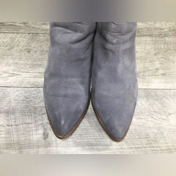 FRYE 78394 Reina Cut Out Short Gray Leather Womens Slip On Bootie Boots Size 8