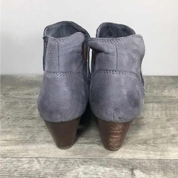 FRYE 78394 Reina Cut Out Short Gray Leather Womens Slip On Bootie Boots Size 8