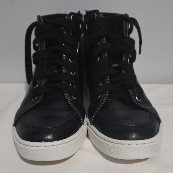 Frye &amp; Co Black Leather Ankle Sneakers Boots