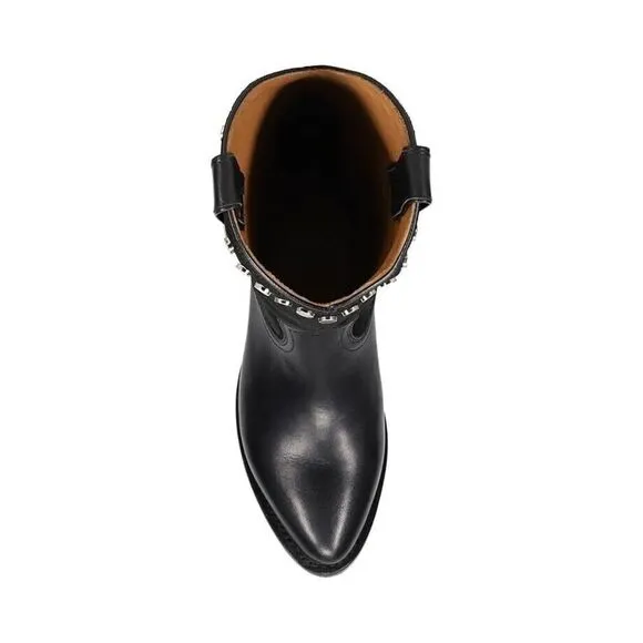 Frye Billy Women Black Stud Block Heel Pointed Toe Pull-on Western Boots ZPO1209