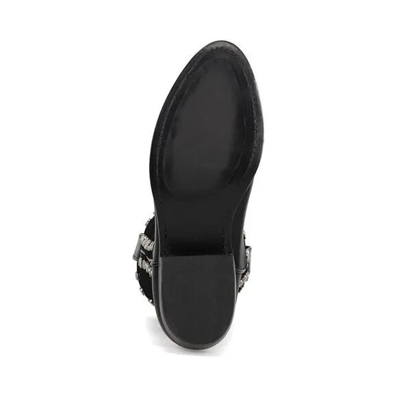 Frye Billy Women Black Stud Block Heel Pointed Toe Pull-on Western Boots ZPO1209