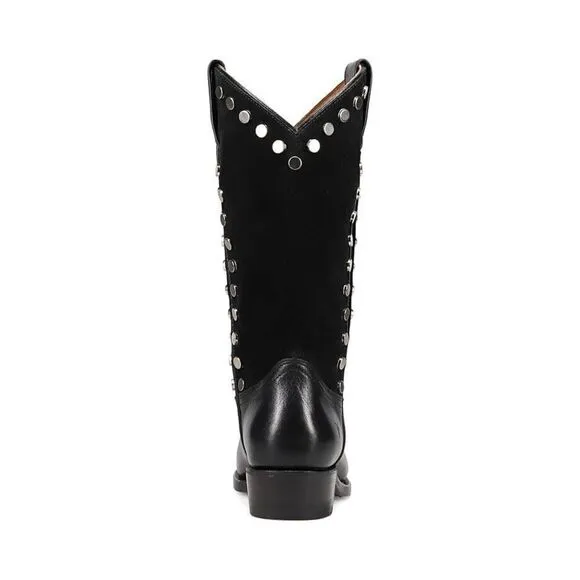 Frye Billy Women Black Stud Block Heel Pointed Toe Pull-on Western Boots ZPO1209