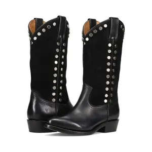 Frye Billy Women Black Stud Block Heel Pointed Toe Pull-on Western Boots ZPO1209