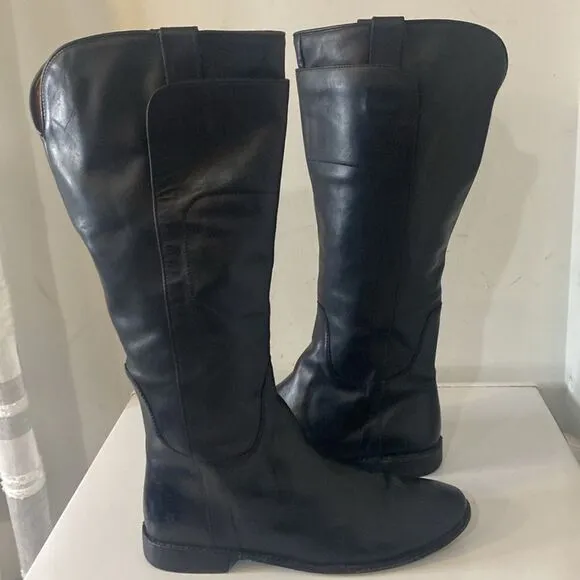 Frye black leather paigne tall women riding boots Sz 10