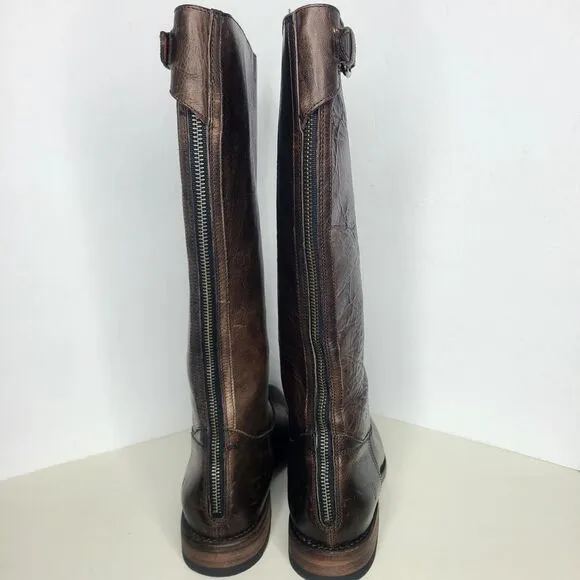 Frye Boots Brown Leather Riding Back Zip Women's Boots‎ Size 6.5