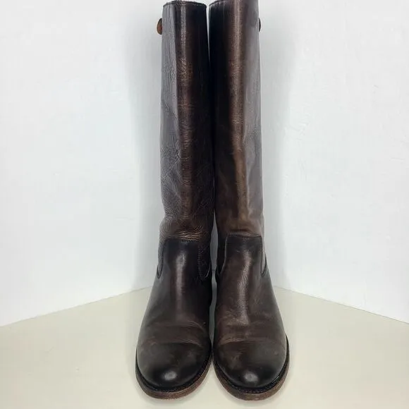 Frye Boots Brown Leather Riding Back Zip Women's Boots‎ Size 6.5