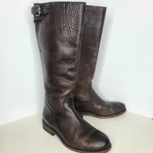 Frye Boots Brown Leather Riding Back Zip Women's Boots‎ Size 6.5