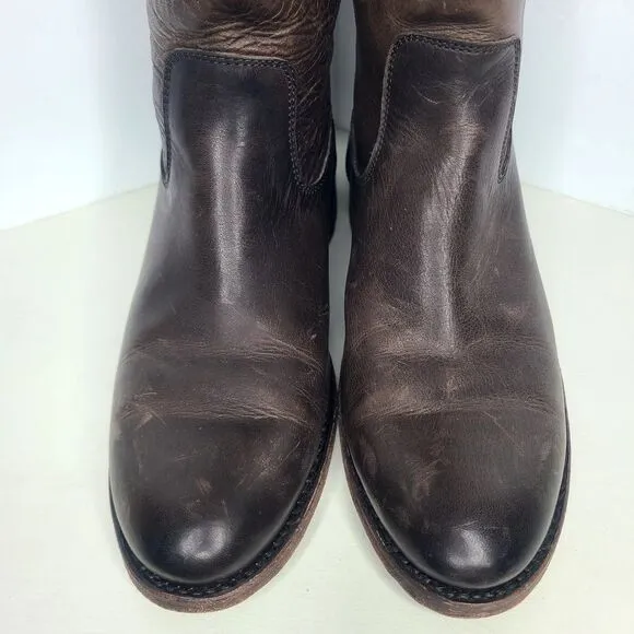 Frye Boots Brown Leather Riding Back Zip Women's Boots‎ Size 6.5
