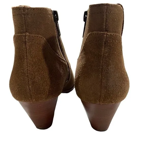 Frye Boots Reina Women Suede Leather Zipper Ankle Boots Booties Cognac Sz 6M