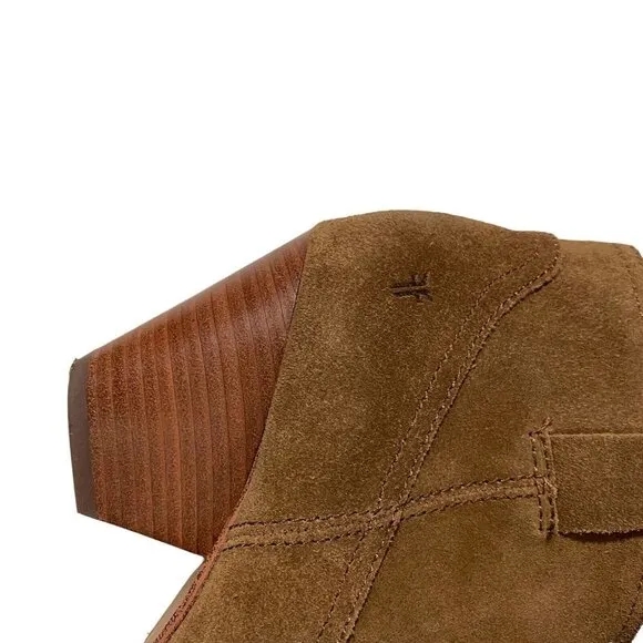 Frye Boots Reina Women Suede Leather Zipper Ankle Boots Booties Cognac Sz 6M