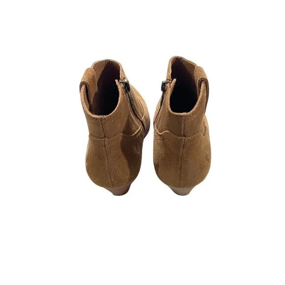 Frye Boots Reina Women Suede Leather Zipper Ankle Boots Booties Cognac Sz 6M