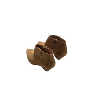 Frye Boots Reina Women Suede Leather Zipper Ankle Boots Booties Cognac Sz 6M