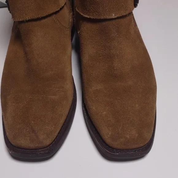 Frye Brown Ankle Boots with Suede Material and Side Zipper