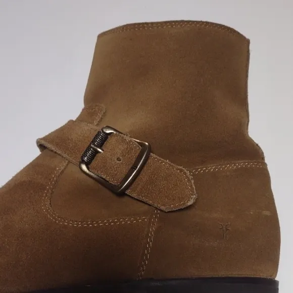 Frye Brown Ankle Boots with Suede Material and Side Zipper