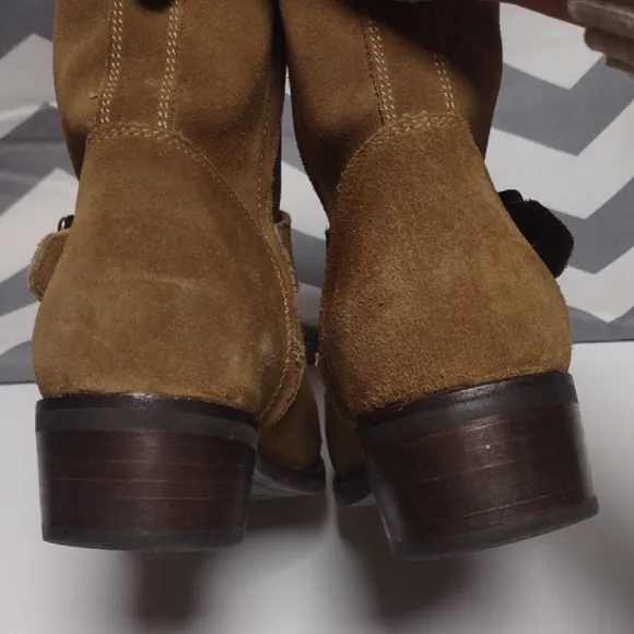 Frye Brown Ankle Boots with Suede Material and Side Zipper