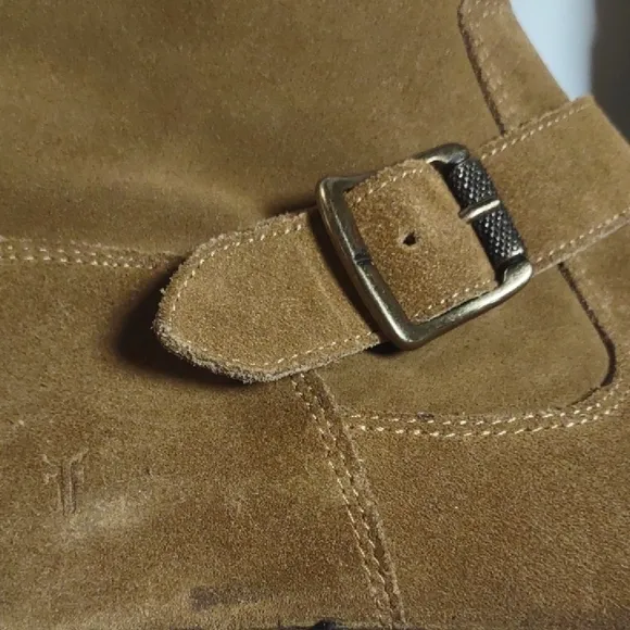 Frye Brown Ankle Boots with Suede Material and Side Zipper