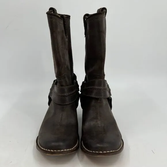 Frye Brown Carmen Harness Heeled Boots | Size 6.5 US