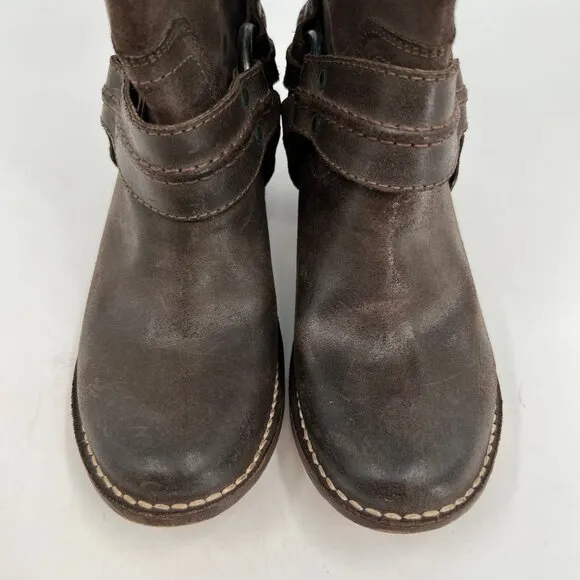 Frye Brown Carmen Harness Heeled Boots | Size 6.5 US