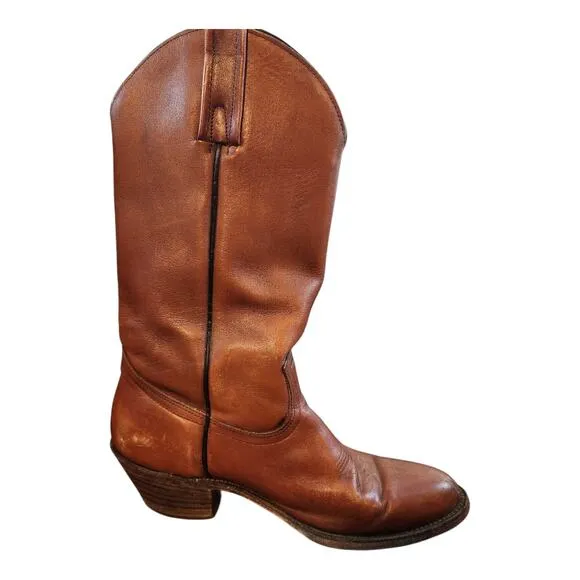Frye brown leather boots mens Sz 10D western cowboy pull on