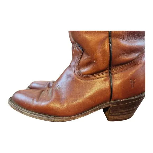 Frye brown leather boots mens Sz 10D western cowboy pull on