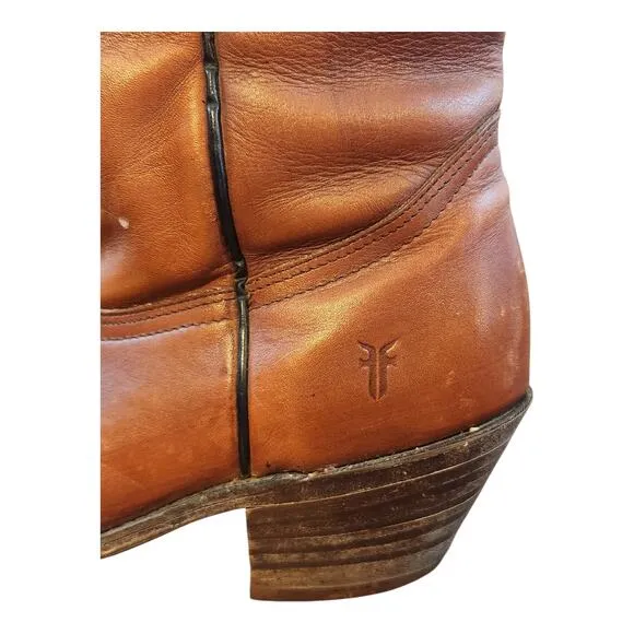 Frye brown leather boots mens Sz 10D western cowboy pull on