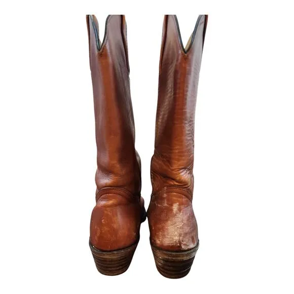 Frye brown leather boots mens Sz 10D western cowboy pull on