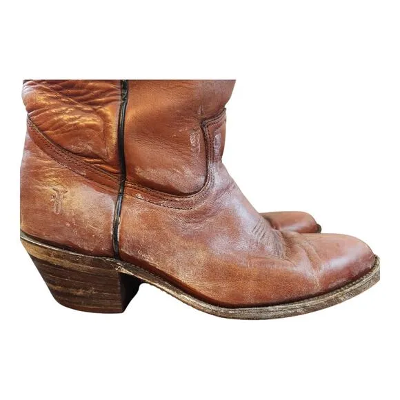 Frye brown leather boots mens Sz 10D western cowboy pull on