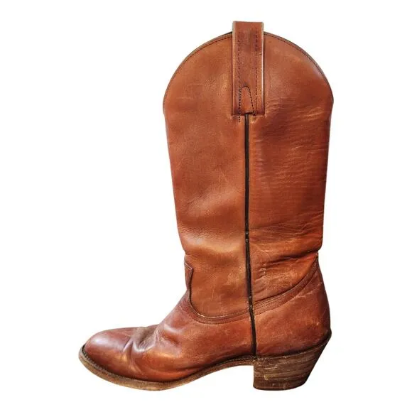 Frye brown leather boots mens Sz 10D western cowboy pull on