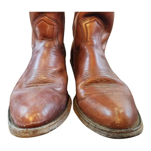 Frye brown leather boots mens Sz 10D western cowboy pull on