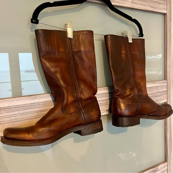Frye Brown Leather Heath Boots