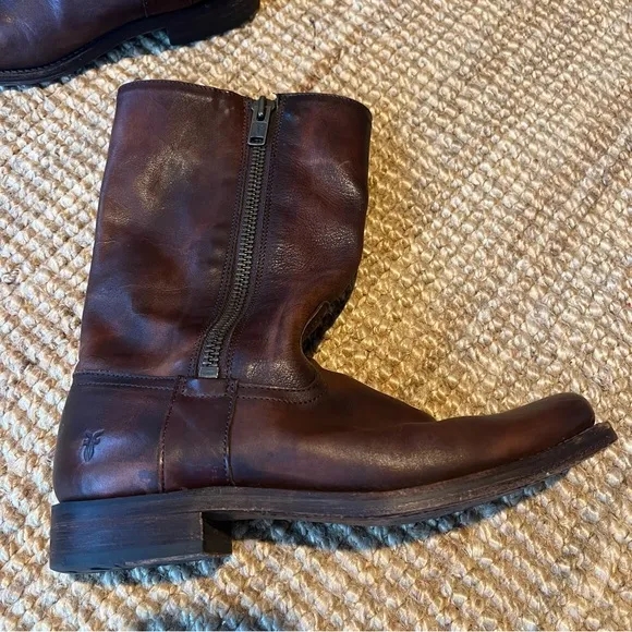 Frye Brown Leather Heath Boots