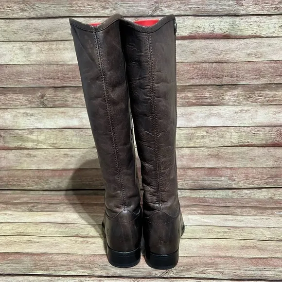 Frye Brown Leather Melissa 2 Pull Up Boots