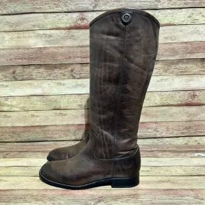 Frye Brown Leather Melissa 2 Pull Up Boots