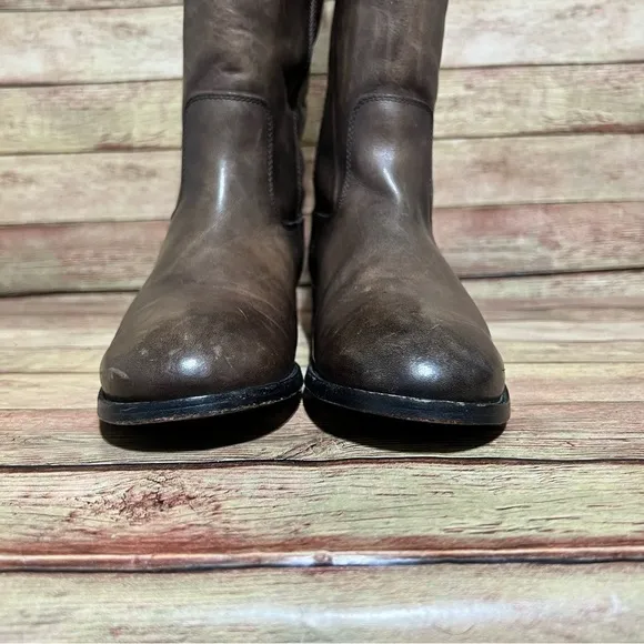 Frye Brown Leather Melissa 2 Pull Up Boots
