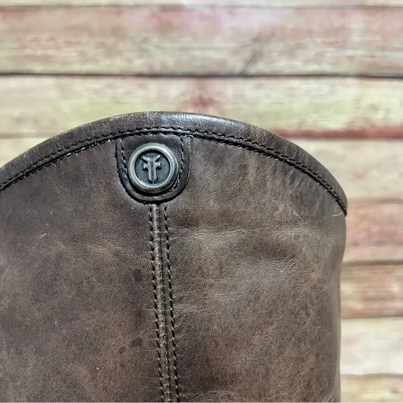Frye Brown Leather Melissa 2 Pull Up Boots