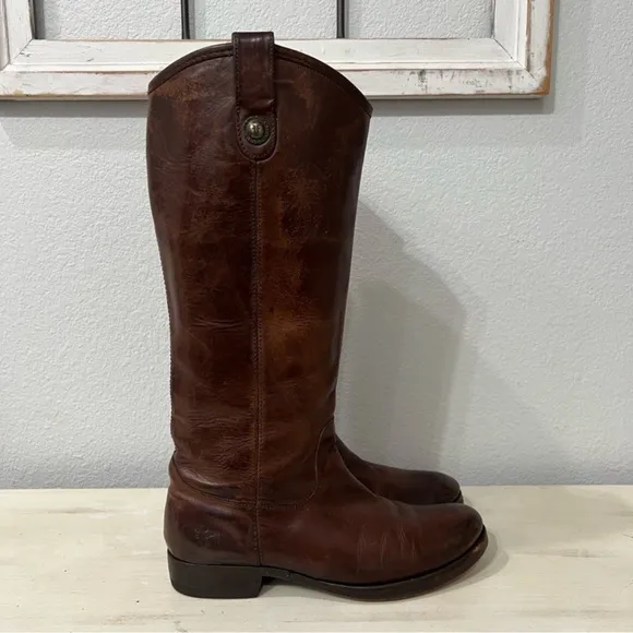 Frye Brown Leather Melissa Button Boots