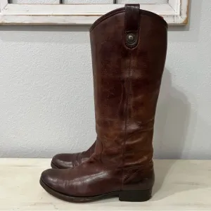 Frye Brown Leather Melissa Button Boots
