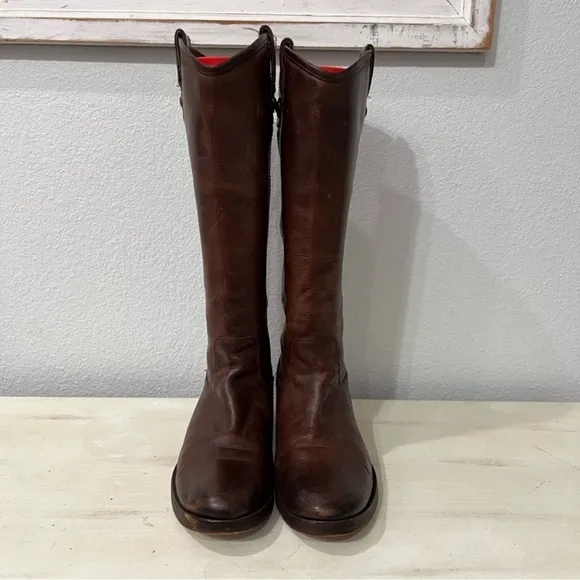Frye Brown Leather Melissa Button Boots