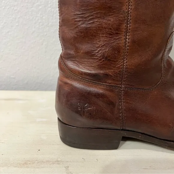 Frye Brown Leather Melissa Button Boots