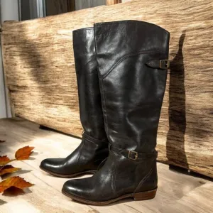 Frye Dorado Riding Dark Brown Leather Equestrian Riding Boots Size 8.5