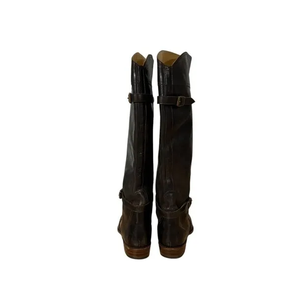 Frye Dorado Riding Dark Brown Leather Equestrian Riding Boots Size 8.5