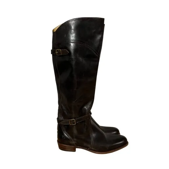 Frye Dorado Riding Dark Brown Leather Equestrian Riding Boots Size 8.5