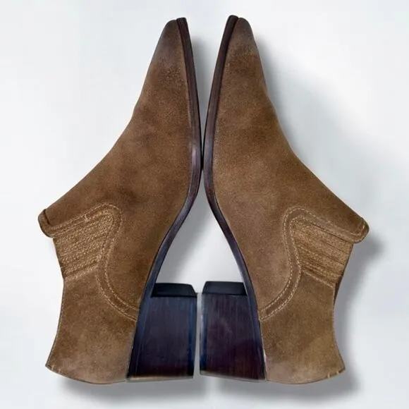 Frye Eleanor Chestnut Oiled Suede Leather Western Shootie Ankle Boots Women 8.5