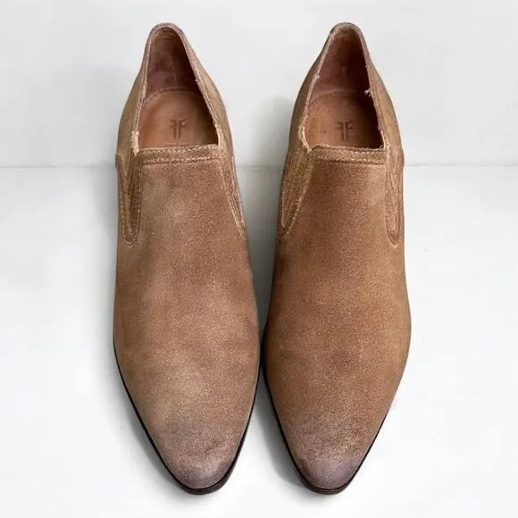 Frye Eleanor Chestnut Oiled Suede Leather Western Shootie Ankle Boots Women 8.5