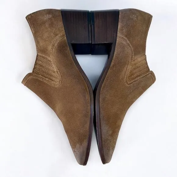 Frye Eleanor Chestnut Oiled Suede Leather Western Shootie Ankle Boots Women 8.5