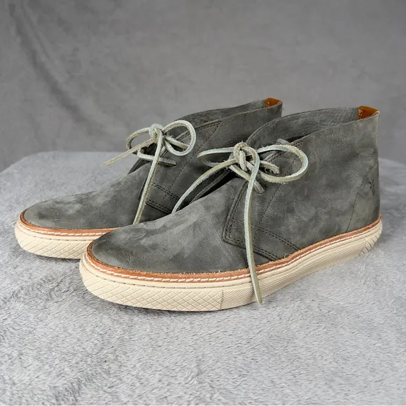 Frye Essex Chukka Leather Boots Men's Size 8.5 Gray Sneaker Lace‎ Up