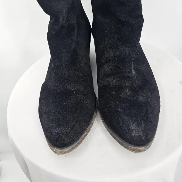 FRYE Farrah Black Suede Ankle Boots | Distressed Leather Sz 8.5
