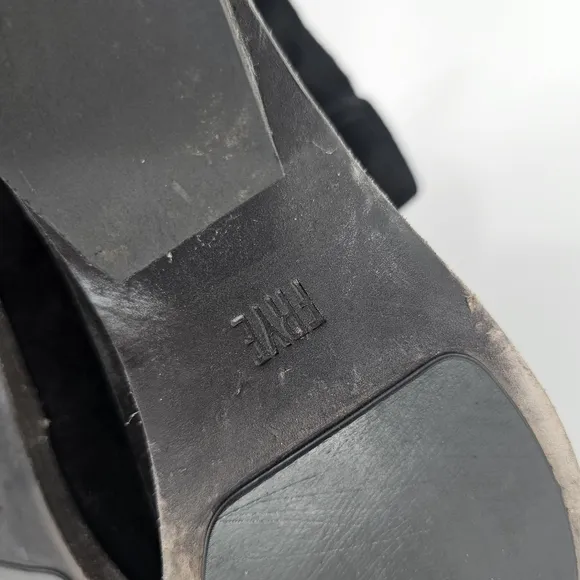 FRYE Farrah Black Suede Ankle Boots | Distressed Leather Sz 8.5